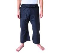 Atiya Unisex Thai Long Fisherman Pants, Yoga & Meditation, Martial Arts, Long Cotton Pants, Aty-f101-blk, One Size