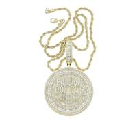 ATJMLADY Iced Out Bling Billion Dollar Mindset Letter Pendant Round Rectangle Cubic Zirconia Hip Hop Jewelry, Brass, Cubic Zirconia