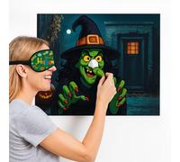 ATKIN BROTHERS Halloween Party Game Stick The Nose On The Witch Witch Nose Blindfold Mask Poster Game Kids Girls Boys Fun Diy Activity Party Supplies Decoration Pining Home School Classroom (1 Pack)