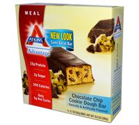 Atkins, Advantage, Chocolate Chip Cookie Dough Bar, 5 Bars, 2.1 oz (60 g) Each