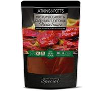 Atkins & Potts Red Pepper, Garlic & Green Bird's-Eye Chilli Pasta Sauce - Make Every Meal Special - Great Taste Award Winners - Suitable for Vegetarians & Vegans - 350g Pouch