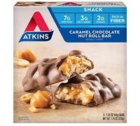 Atkins Snack Bar, Caramel Chocolate Nut Roll, Keto Friendly, 5 Count