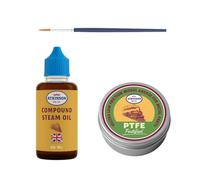 Atkinson Oil Co. Model Steam & Mechanism Care Kit | Compounded Steam Cylinder Oil 680 (30 ml) + PTFE Metal Parts Model Grease (10 g) - Smooth Running, Anti-Wear & Rust Guard