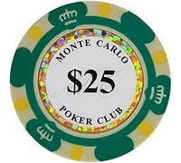 AtKits 14 Gram Casino Games Chips, Poker Chips Monte Carlo Clay Iron core Texas Holdem Blackjack Poker Chips for Counting Markers Math Learning Poker Chips (Size : 25 Piece $25)