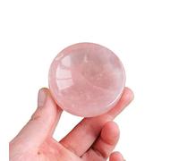 AtkitS 1PC Natural Gemstone Round Shape Rose Quartz Crystal Bowls Pink Power Crystal Crafts Dish Meditation Reiki