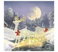Atkits Christmas Outdoor Decorations Yard Reindeer Christmas Decoration Lighted Christmas Reindeer,Outdoor Christmas Deer And Sleigh,Christmas Lawn Decorations