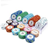 AtKits Poker Set Counting Game Chips - Clay Acrylic Suit 14 Gram Texas Holdem BlackJack Gambling Chips Values 1-10000 Selectable Club Poker Chips (Color : 100pcs $1+$5+$10+$20+$50)