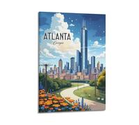 Atlanta America Vintage Travel Poster Canvas Wall Art Decorative Bedroom Modern Home Print Picture Artworkss 12x18inch(30x45cm)