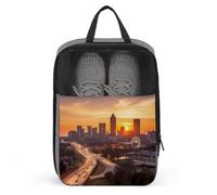Atlanta City Sunset Landscape Shoe Bag Shoe Bags for Travel Waterproof Shoe Bag Shoes Storage Organizer with Zipper & Handle Sneaker Bag Shoe Pouch Golf Shoe Bag Soccer Cleat Bag, style, One Size,