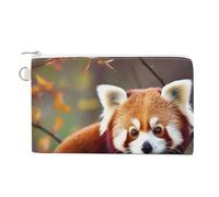 Atlanta City Sunset Landscape Wallet for Men Women Canvas Coin Purse Zippered Change Holder with Secure Closure, Red Panda, One Size