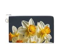 Atlanta City Sunset Landscape Wallet for Men Women Canvas Coin Purse Zippered Change Holder with Secure Closure, Bouquet of Daffodils, One Size, Bouquet of Daffodils