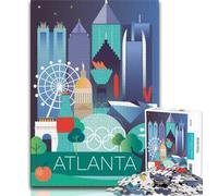 Atlanta City Travel Poster Jigsaw Puzzles for Teenagers 1000 Pieces,Learning Educational Toy for Is Ideal As A Gift for The Whole Family 38x26cm