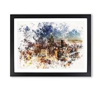 Atlanta Georgia Skyline Watercolour Modern Framed Wall Art Print, Ready to Hang Picture for Living Room Bedroom Home Office Décor, Black A4 (34 x 25 cm)