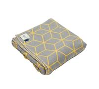 Atlantic Blankets | Recycled Cotton Blanket | Grey & Yellow Geometric Large
