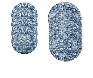 Atlantic Blue - Melamine/Plastic 8 Piece Dinner & Side Plate - Set for 4