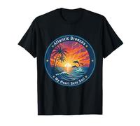 Atlantic Breezes My Heart Sets Sail Ocean Sunset Art T-Shirt