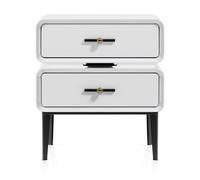 Atlantic Florence Bedside Table White Black Legs