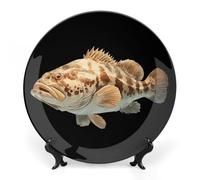 Atlantic Grouper Fishes Bone China Decorative Plate Ceramic Plates Wall Decor with Display Stand 6inch