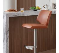 Atlantic Mode Brushed Steel Barstool Dark Tan