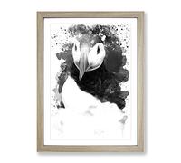 Atlantic Puffin Bird V4 Modern Framed Wall Art Print, Ready to Hang Picture for Living Room Bedroom Home Office Décor, Oak A4 (34 x 25 cm)