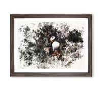 Atlantic Puffin Birds Vol.1 Watercolour Modern Framed Wall Art Print, Ready to Hang Picture for Living Room Bedroom Home Office Décor, Walnut A3 (46 x 34 cm)