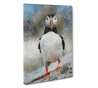 Atlantic Puffin Birds Vol.6 Canvas Print | Gallery Wrapped 30mm Frame Wall Art | 30x20 inches | Ready to Hang | Modern Bird Picture | Living Room Bedroom Lounge Office