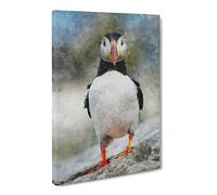 Atlantic Puffin Birds Vol.6 Canvas Print | Gallery Wrapped 30mm Frame Wall Art | 30x20 inches | Ready to Hang | Modern Bird Picture | Living Room Bedroom Lounge Office