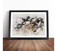 Atlantic Puffin Birds Watercolour Framed Wall Art Print A1 Black | Ready to Hang, Satin Fine Art Paper, Fade-Resistant Inks, Acrylic Glazing, Securely Packaged, Made in the UK