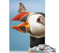 Atlantic Puffin Butterfly Jigsaw Puzzles Puzzle for Adults Kids. 1000 Pieces Great Gifts Challenge Toy Educational Game Home Decoration for Educational Games Gifts 1000pcs (75x50cm)