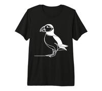 Atlantic Puffin Line Art Seabird Wildlife Illustration Premium T-Shirt