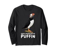 Atlantic Puffin Muffin Seabird Easily Distracted By Puffin Long Sleeve T-Shirt