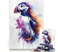 Atlantic Puffin Watercolor Jigsaw 1000 Pieces for Teenagers Analytical Skill Mindful Leisure Tight Join Holiday Treat (38x52cm)