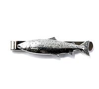 Atlantic Salmon Fish Tie Clip (slide) in Fine English Pewter, Gift Boxed (ab)