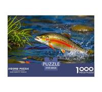 Atlantic Salmon Jigsaw Puzzles 1000 Piece Challenge Game for Adults,River Scenery Impossible Jigsaw Puzzle 1000 Pieces Educational Games Home Decoration 38x26cm/1000pcs