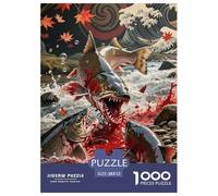 Atlantic Salmon Puzzle 1000 Piece Japanese Elements Jigsaw Puzzles Challenging Game with Extra Fun 100% Recycled Cardboard for Adults And Kids Age 14 Years Up 52x38cm/1000pcs