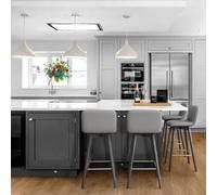 Atlantic Tide Grey Fabric & Grey Wood Legs Stool