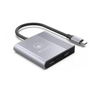 ATLANTIS A04-TC_2HDMI+ Dual Monitor Adapter USB C Type C to 2xHDMI, 1080p 60 Hz, Allows to Connect a Notebook with USB C Output to Dual Monitor Projector with HDMI input. Cable 18 cm