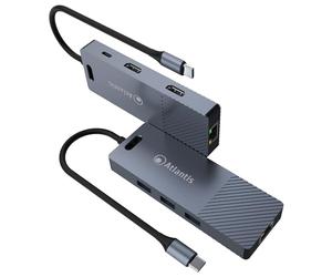 ATLANTIS A04-TC_DK48 Dual Display USB C (Type C) to HDMI 4K Docking Station, Duppia HDMI Output, Ethernet RJ45 Gigabit, 3 USB 3.0, 1 PD-85W. Cable 18cm Compatible with All Notebooks