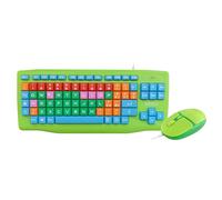 Atlantis Kids Keyboard + Mouse, Italian QWERTY Keyboard and USB Mouse Kit up to 1600 Dpi with Large, Soft, Coloured Keys, Enlarged Characters
