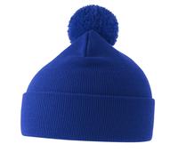 Atlantis Men's Wind S Pom Pom Double Skin Cuffed Beanie in Blue Atlantis Blue One Size