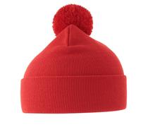 Atlantis Men's Wind S Pom Pom Double Skin Cuffed Beanie in Red Atlantis Red One Size