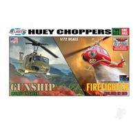 Atlantis Models 1:72 Bell UH-1 Huey Helicopter (2 Pack - Army/Fire) Plastic Kit