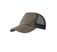 Atlantis Rapper 5 Panel Trucker Cap - Structured Profile, Cotton Twill, Olive/Black, One Size