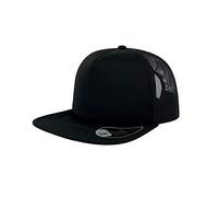 Atlantis Unisex Snap 90s Flat Visor 5 Panel Trucker Cap (One Size) (Black/Black)