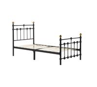 Atlas Black & Antique Brass Single Metal Bed Frame 3'0" Sprung Slats - Vintage Classic (ATLAB3BLK)