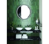 Atlas Ceramics - Porcelain Gloss Tile - Versatile Laying Options - Bathroom & Shower Wall - Kitchen or Bathroom Splashback - Traditional Art - Nolita Verde 2.5 in X 7.8 in