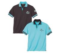 ATLAS FOR MEN - 2 Pack Men's Polo Shirts - Short Sleeve Cotton Tops - Casual & Outdoor - UK Sizes S to 4XL