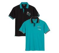 ATLAS FOR MEN - 2 Pack Men's Polo Shirts - Short Sleeve Cotton Tops - Casual & Outdoor - UK Sizes S to 4XL Black, Green