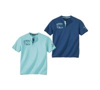 ATLAS FOR MEN - 2 Pack Men's T-Shirts - Henley Short Sleeve Tee - Activewear - UK Sizes S to 4XL