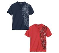 ATLAS FOR MEN - 2 Pack Men's T-Shirts - Henley Short Sleeve Tee - Activewear - UK Sizes S to 4XL